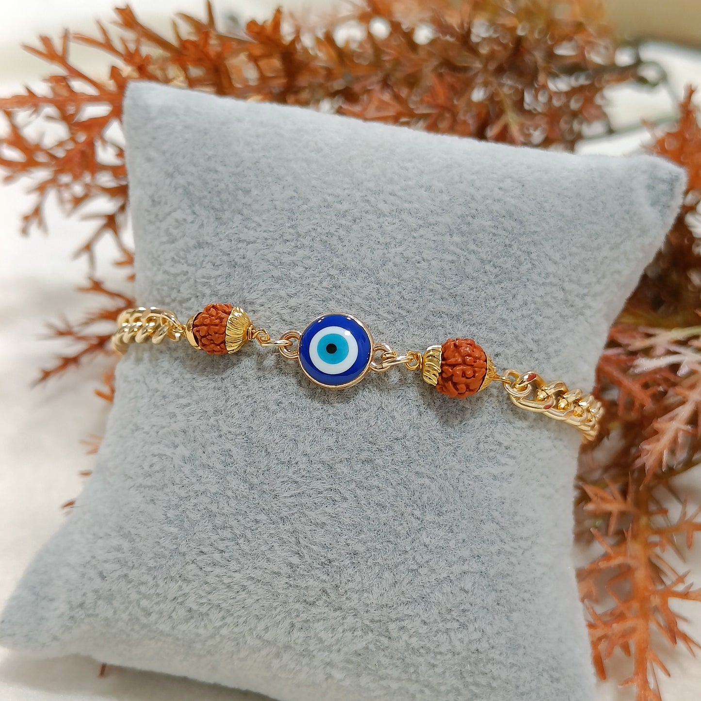 Curb Chain Rudraksha Evil Eye Bracelet for Men