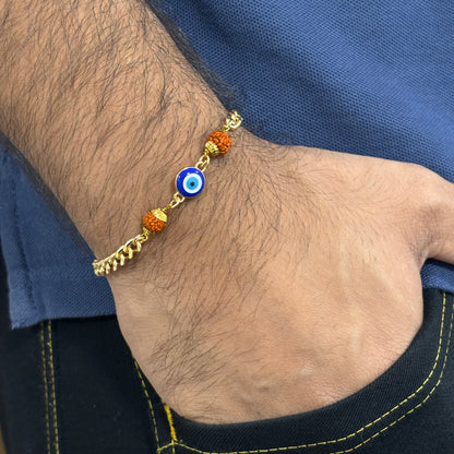 Curb Chain & Rudraksha Beads Double-Ended Bracelet