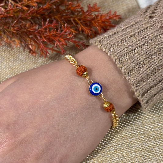 Curb Chain Rudraksha Evil Eye Bracelet for Women