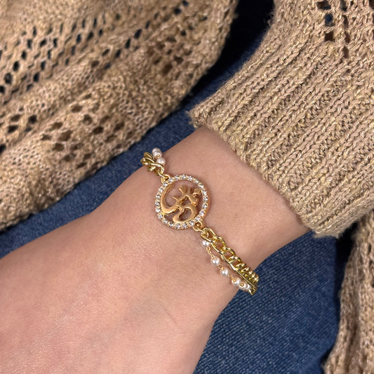 Pearlchain Studded Om Bracelet for Women