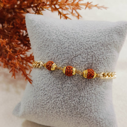 Golden Curb Chain Rudraksha Unisex Bracelet