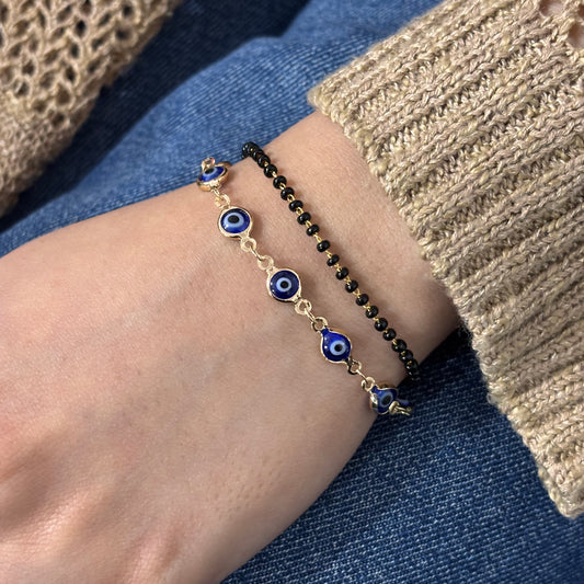 Layered Mangalsutra Evil Eye Bracelet for Women