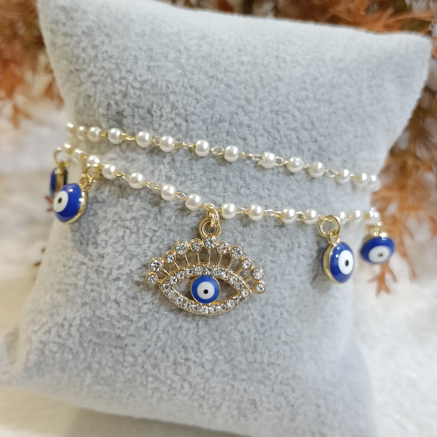Pearlchain Five Evil Eye Charm Bracelet for Women