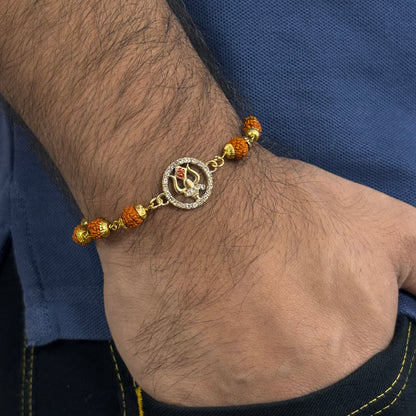Rudraksha & Studded Om Trishul Unisex Bracelet