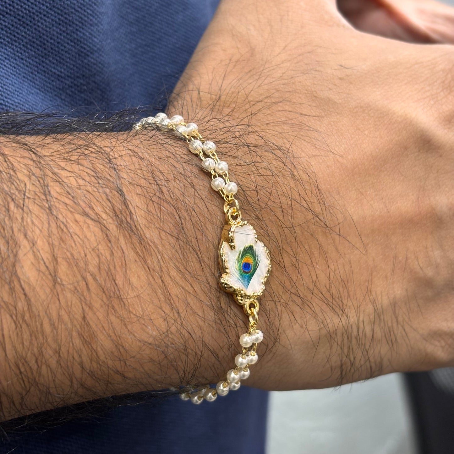 Pearlchain Peacock Feather Unisex Bracelet