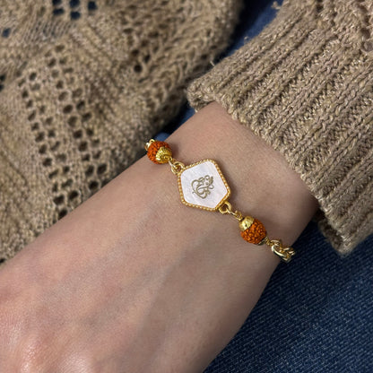 Curb Chain Rudraksha & Ganesha Unisex Bracelet