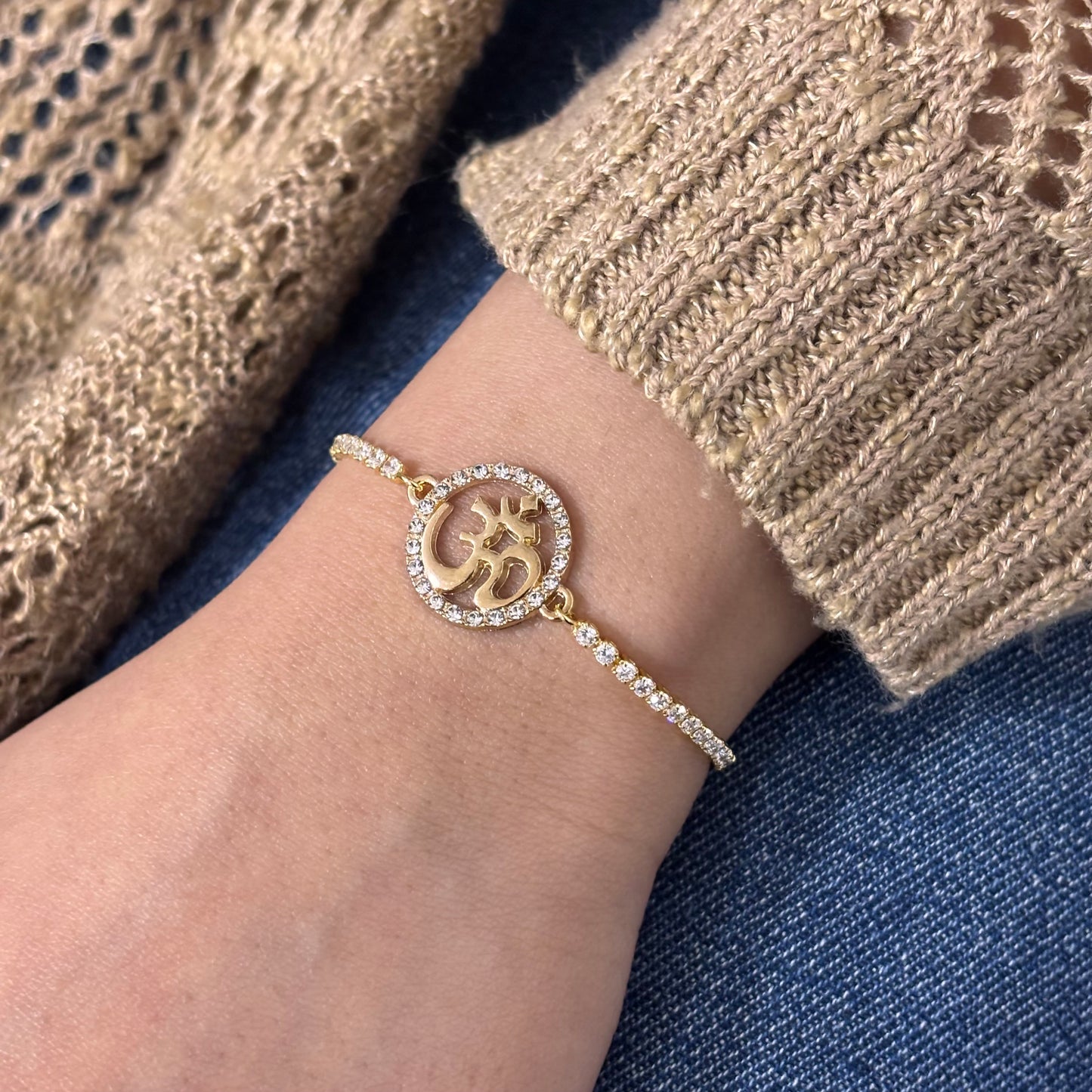 Studded Om Tennis Bracelet for Women