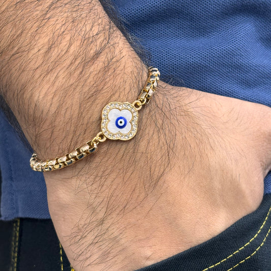 Box Chain Clover Evil Eye Unisex Bracelet