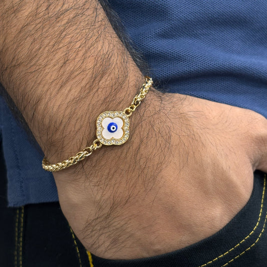Braided Chain Clover Evil Eye Unisex Bracelet