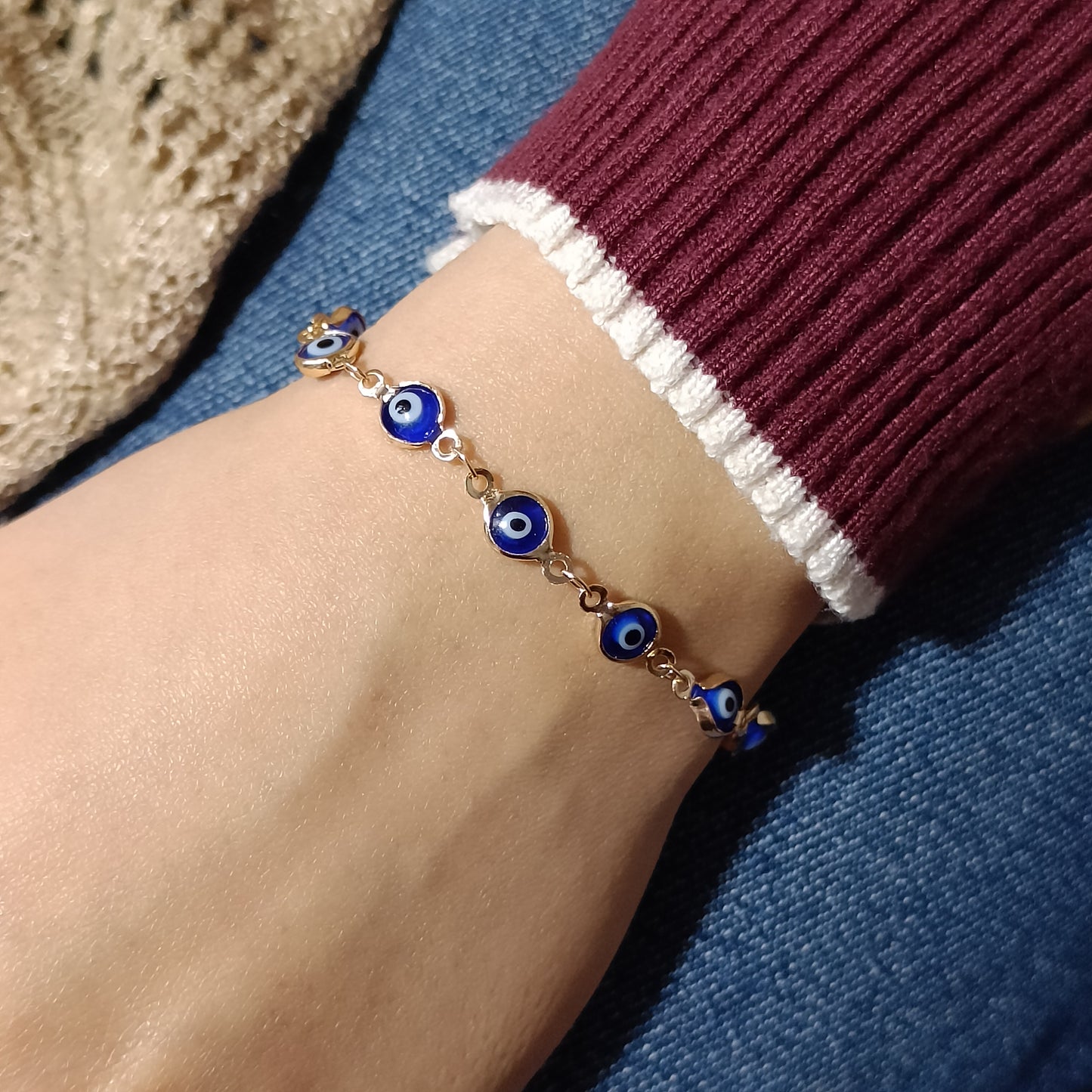 Blue Evil Eye Chain Nazariya Bracelet for Women