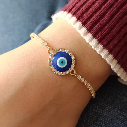 Studded Round Evil Eye Tennis Bracelet for Women