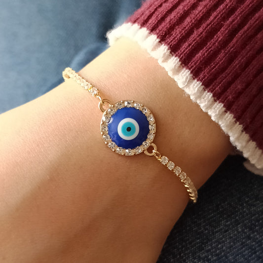 Studded Round Evil Eye Tennis Bracelet for Women