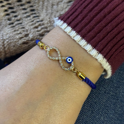 Infinity Evil Eye Nylon Slider Bracelet for Women