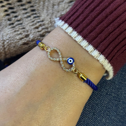 Infinity Evil Eye Nylon Slider Unisex Bracelet