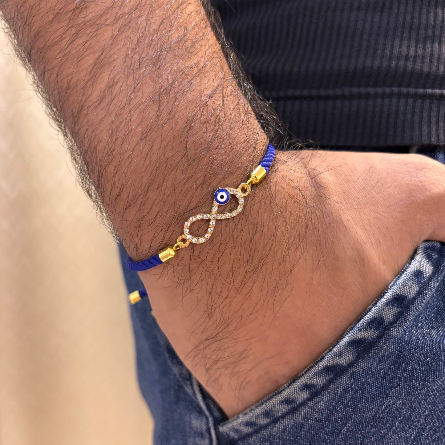 Infinity Evil Eye Nylon Slider Bracelet for Men