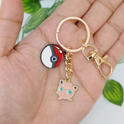 Jigglypuff Pokemon & Pokeball Bag Charm Keychain