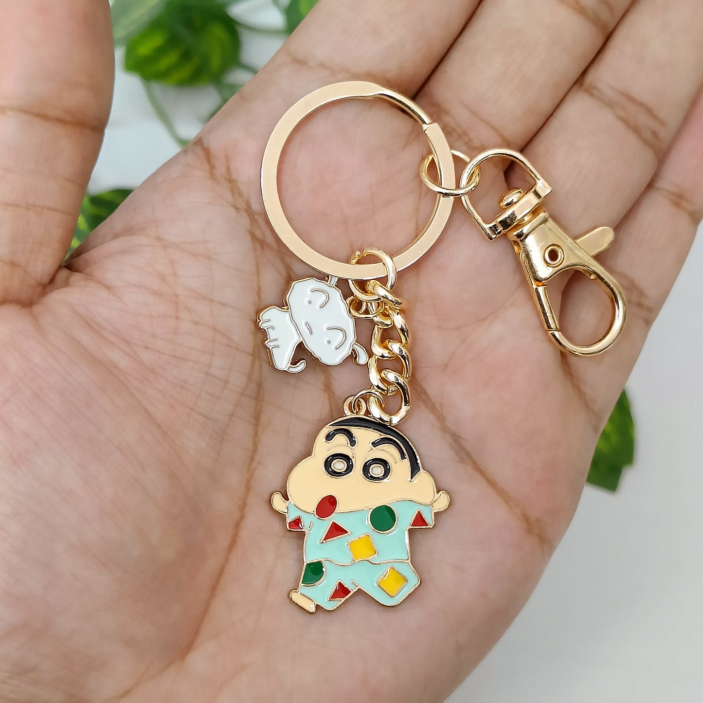 Pyjama Shinchan & Shiro Bag Charm Keychain