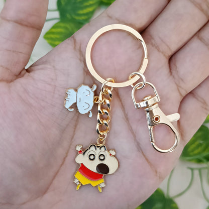 Shouting Shinchan & Shiro Bag Charm Keychain