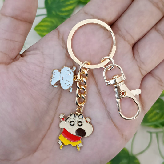 Shouting Shinchan & Shiro Bag Charm Keychain