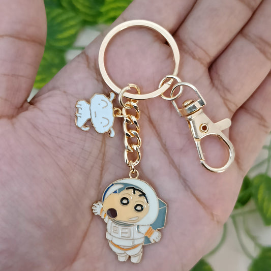 Astronaut Shinchan & Shiro Bag Charm Keychain