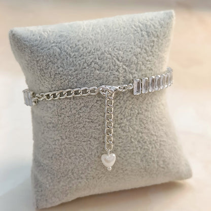 Silver Baguette American Diamond Tennis Bracelet for Women