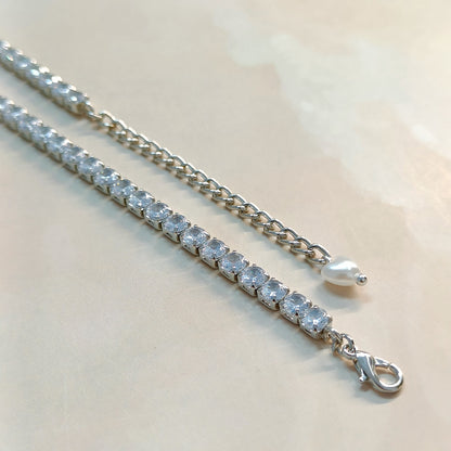 Silver Round American Diamond Tennis Bracelet for Women