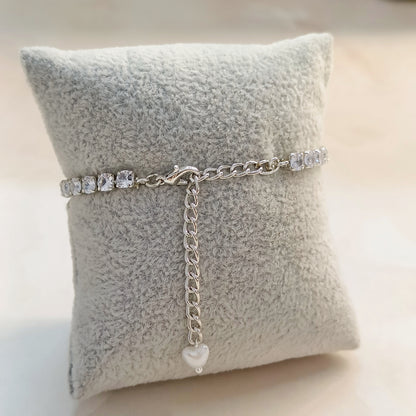 Silver Round American Diamond Tennis Bracelet for Women