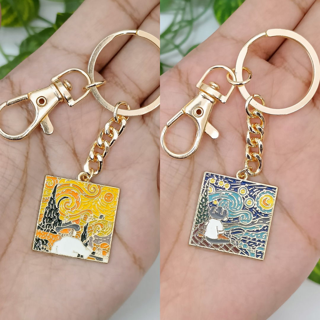 Van Gogh Painting Aesthetic Bag Charm Keychains
