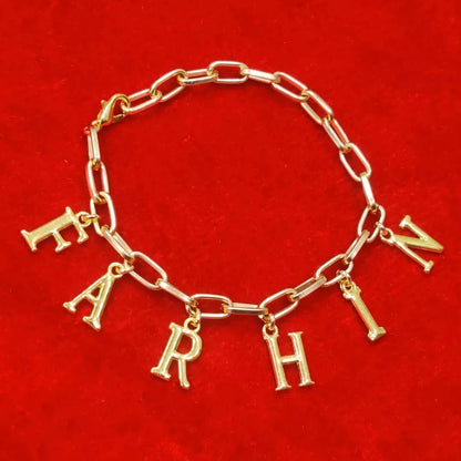 Personalized Golden Initials Oval Chain Name Bracelet