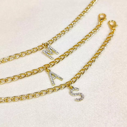 Personalized Studded Golden Initial Bracelet