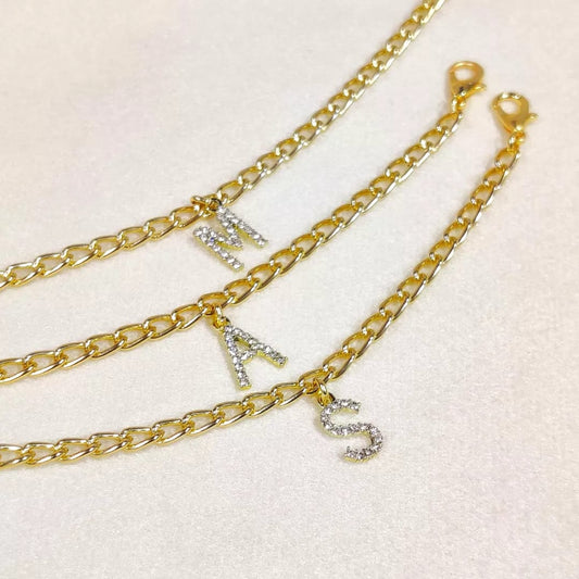 Personalized Studded Golden Initial Bracelet