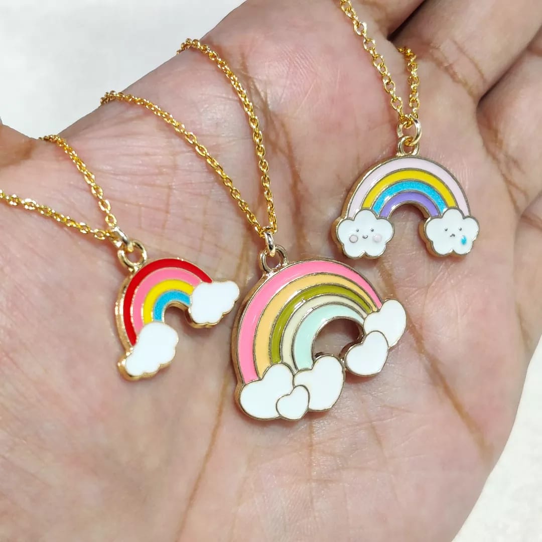 Cute Rainbow Golden Necklace for Women & Kids