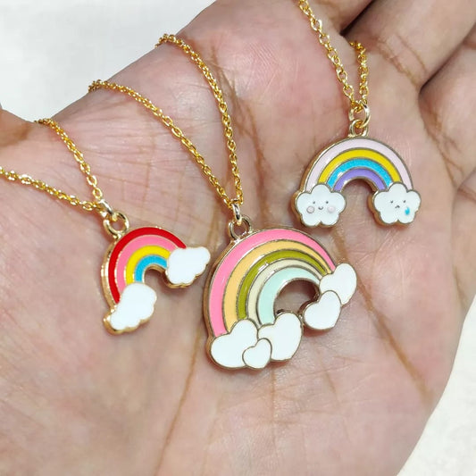 Cute Rainbow Golden Necklace for Women & Kids