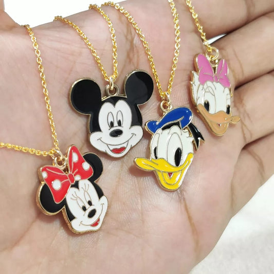 Disney Theme Cartoon Golden Necklace for Women & Kids