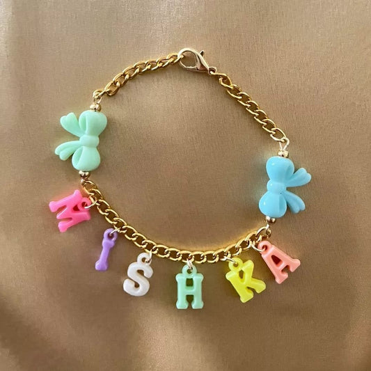 Personalized Pastel Acrylic Initials Name Bracelet