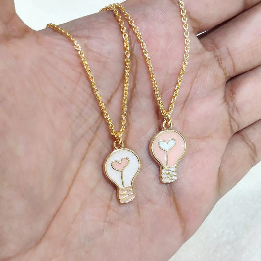 Pastel Cupid Lightbulb Golden Necklace for Women & Kids