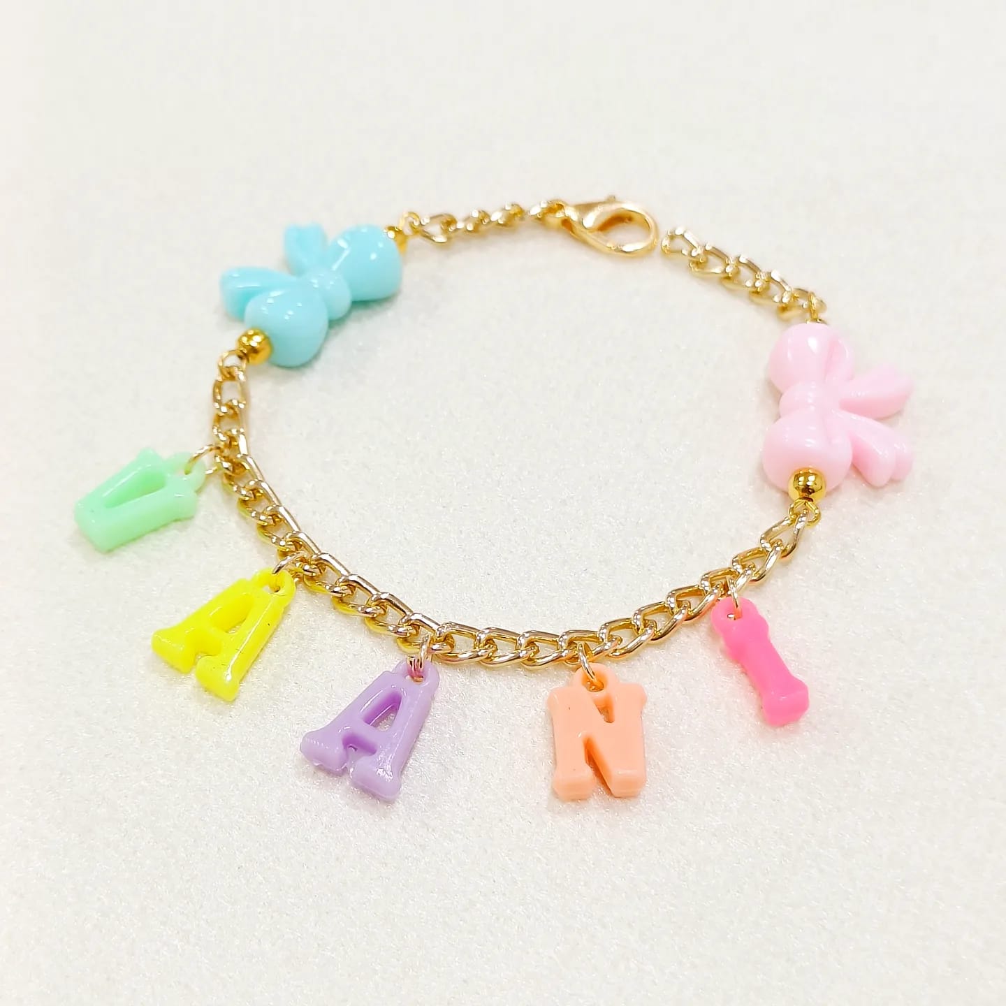 Personalized Pastel Acrylic Initials Name Bracelet