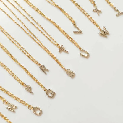 Personalized Studded Golden Initial Necklace