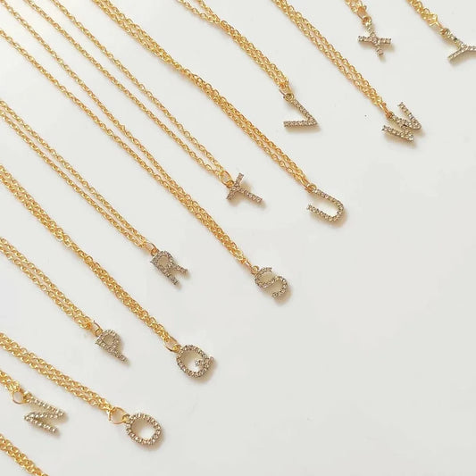 Personalized Studded Golden Initial Necklace