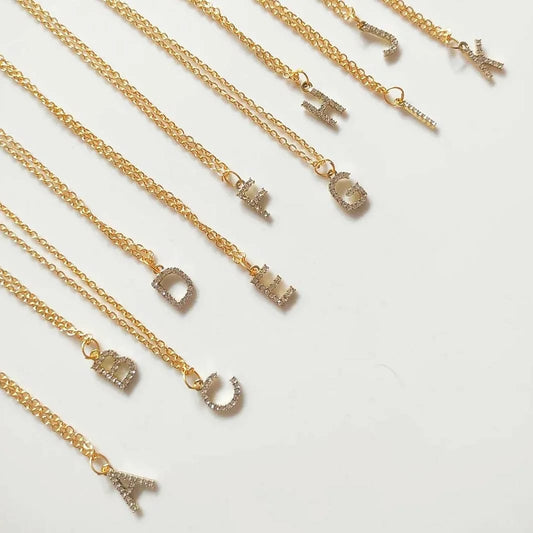 Personalized Studded Golden Initial Necklace