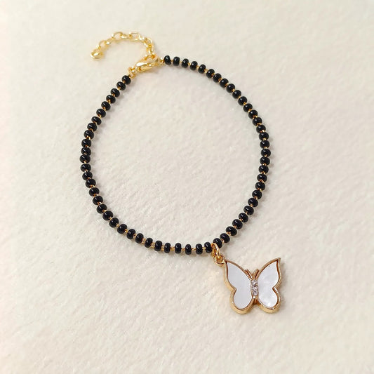 Pearl-Finish Butterfly Mangalsutra Nazariya Bracelet for Women
