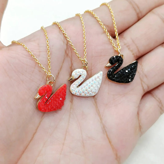 Luxury Studded Swan Golden Necklace for Women