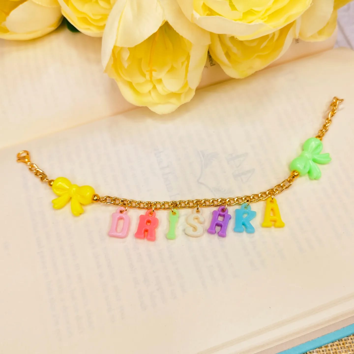 Personalized Pastel Acrylic Initials Name Bracelet