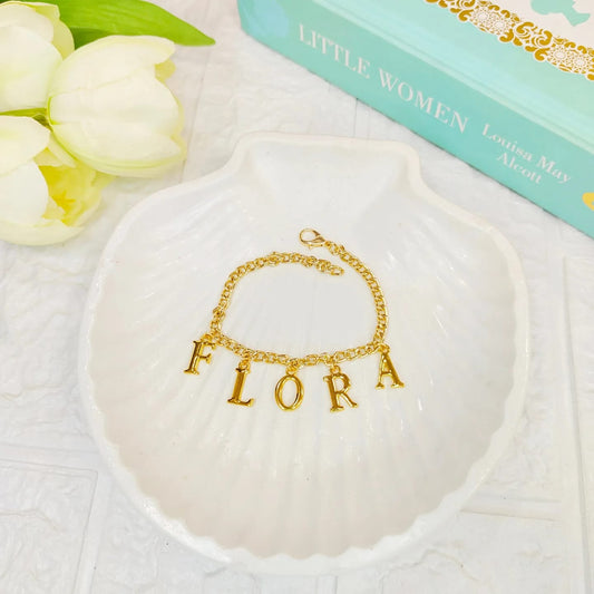 Personalized Golden Initials Name Bracelet