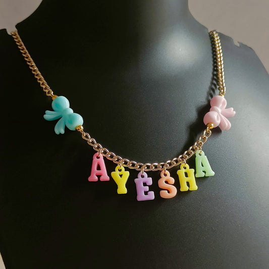 Personalized Pastel Acrylic Initials Name Necklace
