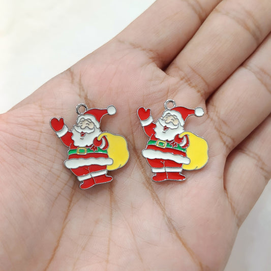 Happy Santa Silver-Base Metal Charms