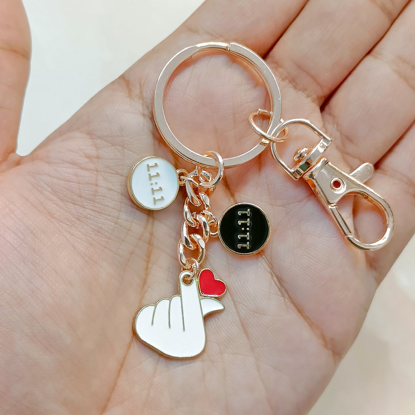 Rose Golden Three Charms Combo Christmas Bag Charm Keychain (Design K31)