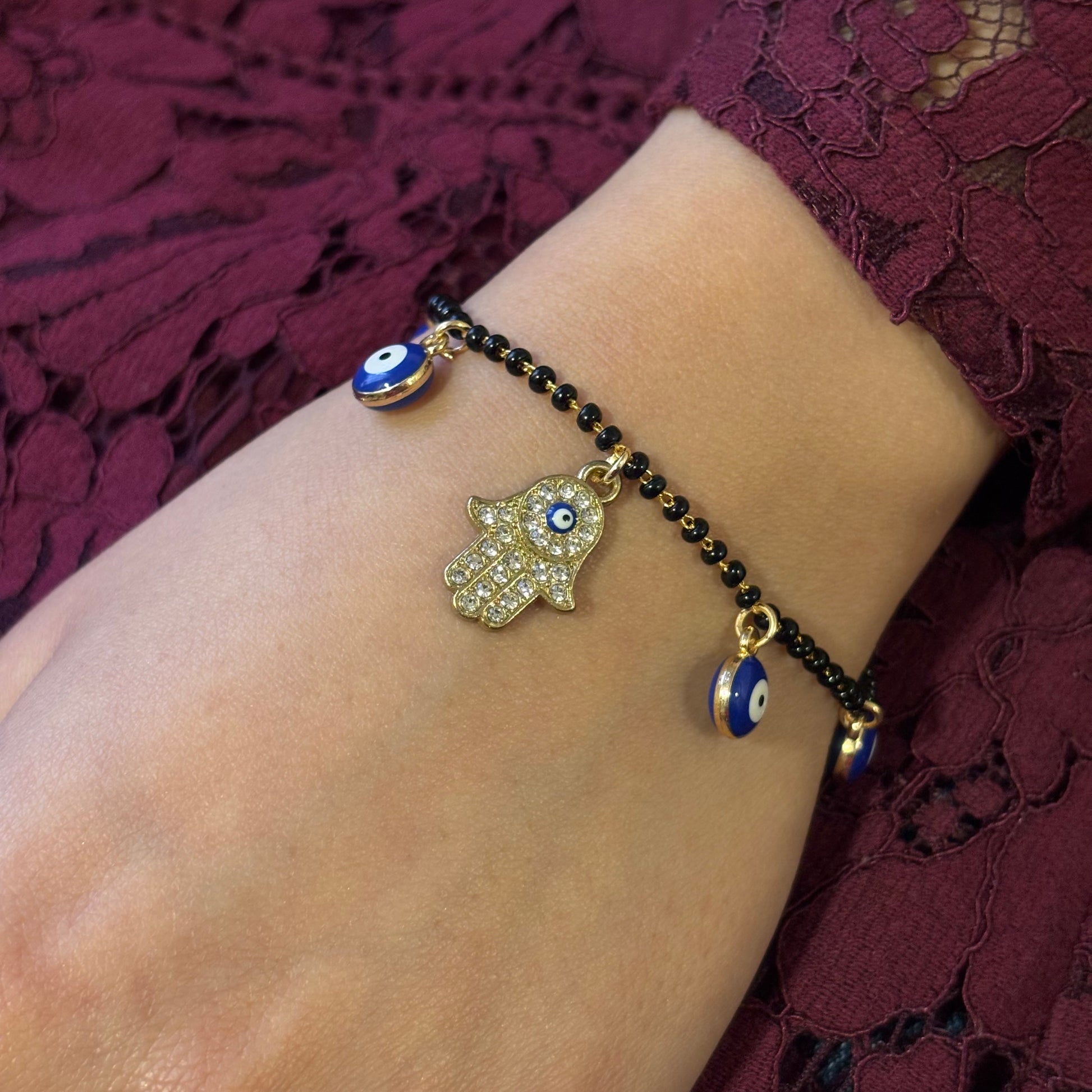 Mangalsutra Hamsa Evil Eye Charm Bracelet for Women One-Size piece