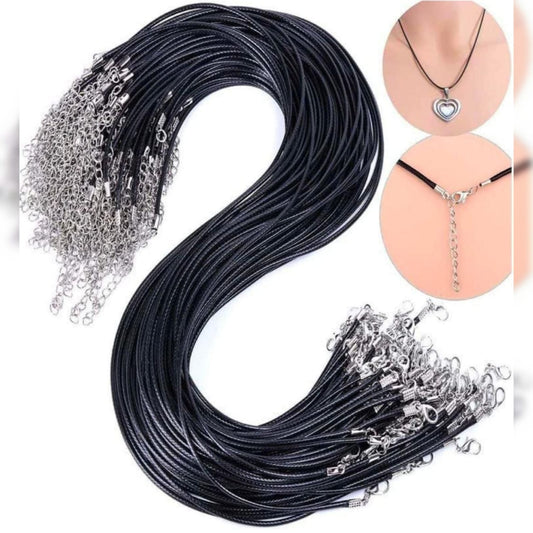 Black Synthetic Leather Cord Unisex Necklace